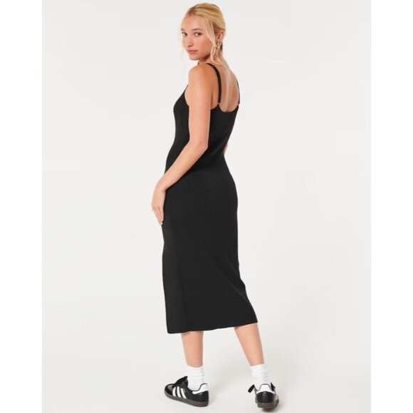NWT Hollister SWEATER-KNIT BODYCON MIDI DRESS - Black - Size Large‎ - Picture 2 of 8